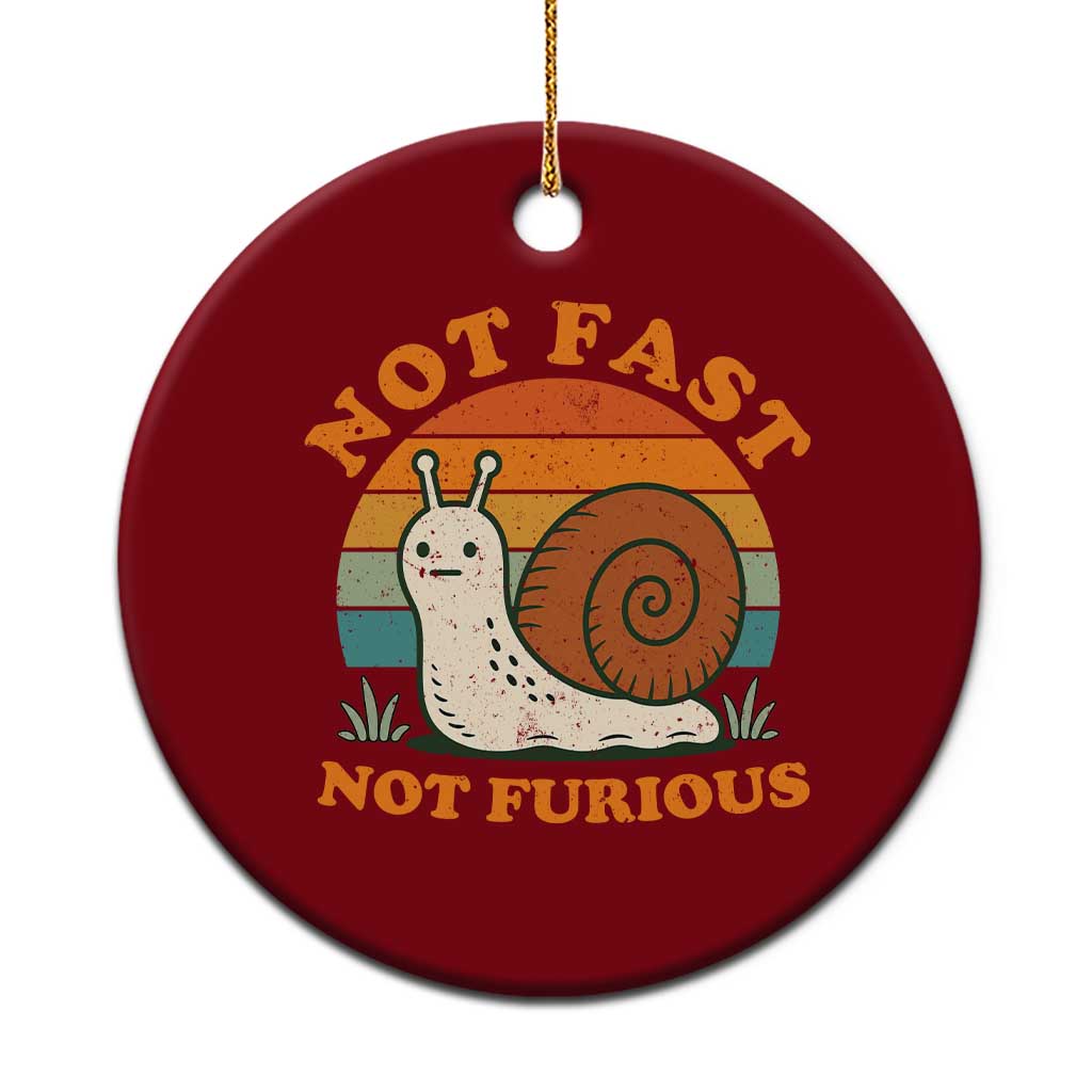 Funny Snail Introvert Slow Living Ceramic Ornament Not Fast Not Furious Retro Sunset TS02 1pc Red Print Your Wear