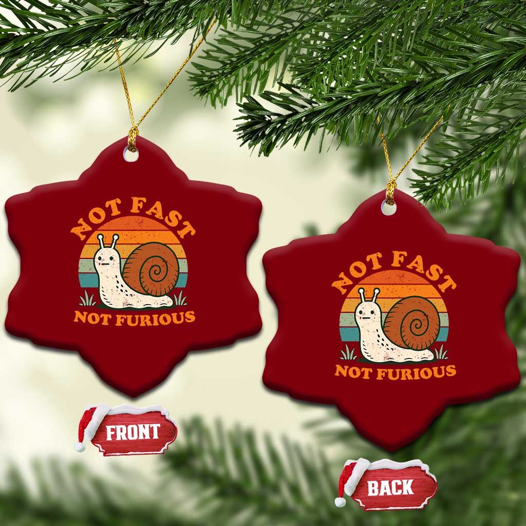 Funny Snail Introvert Slow Living Ceramic Ornament Not Fast Not Furious Retro Sunset