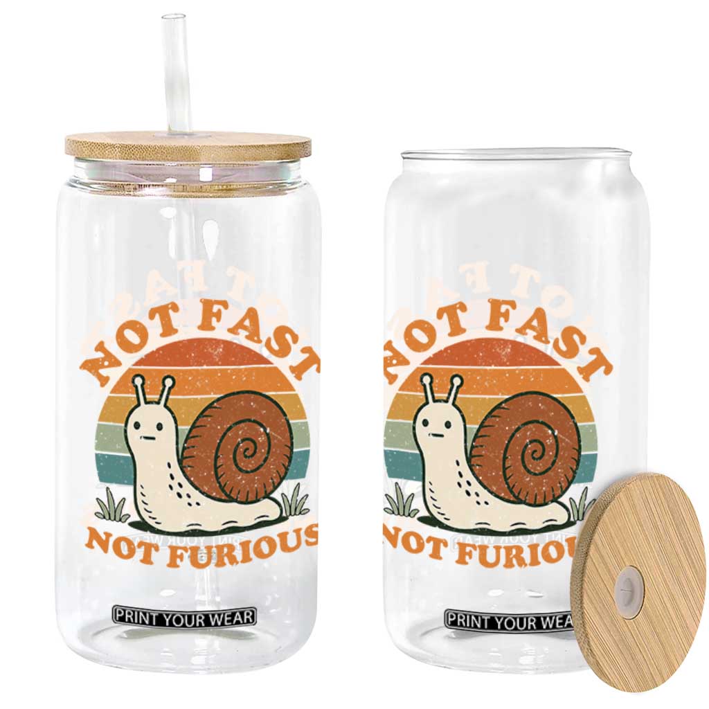 Funny Snail Introvert Slow Living Glass Can Not Fast Not Furious Retro Sunset