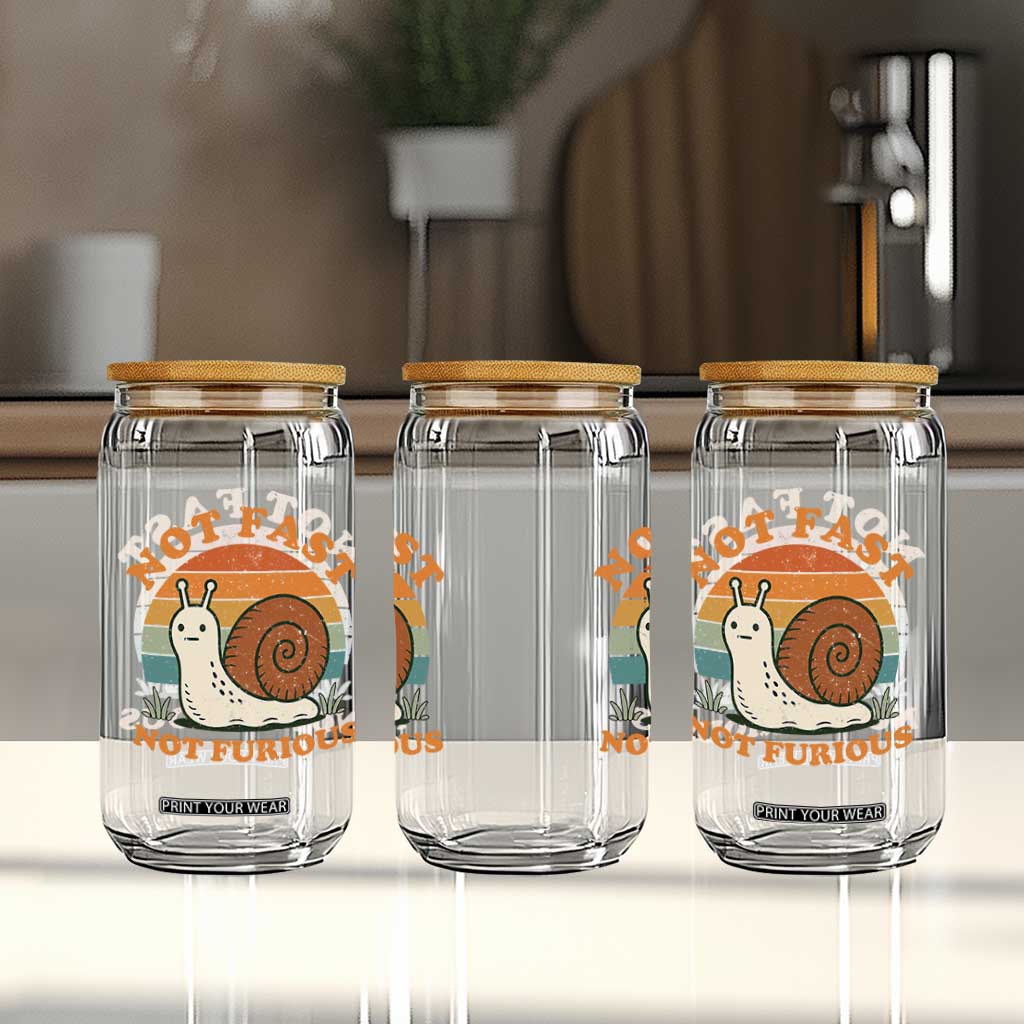 Funny Snail Introvert Slow Living Glass Can Not Fast Not Furious Retro Sunset
