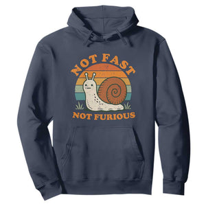 Funny Snail Introvert Slow Living Hoodie Not Fast Not Furious Retro Sunset
