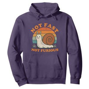 Funny Snail Introvert Slow Living Hoodie Not Fast Not Furious Retro Sunset