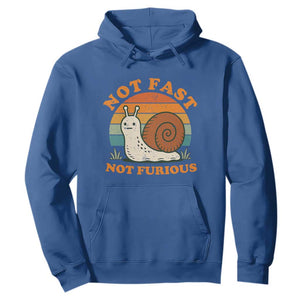 Funny Snail Introvert Slow Living Hoodie Not Fast Not Furious Retro Sunset