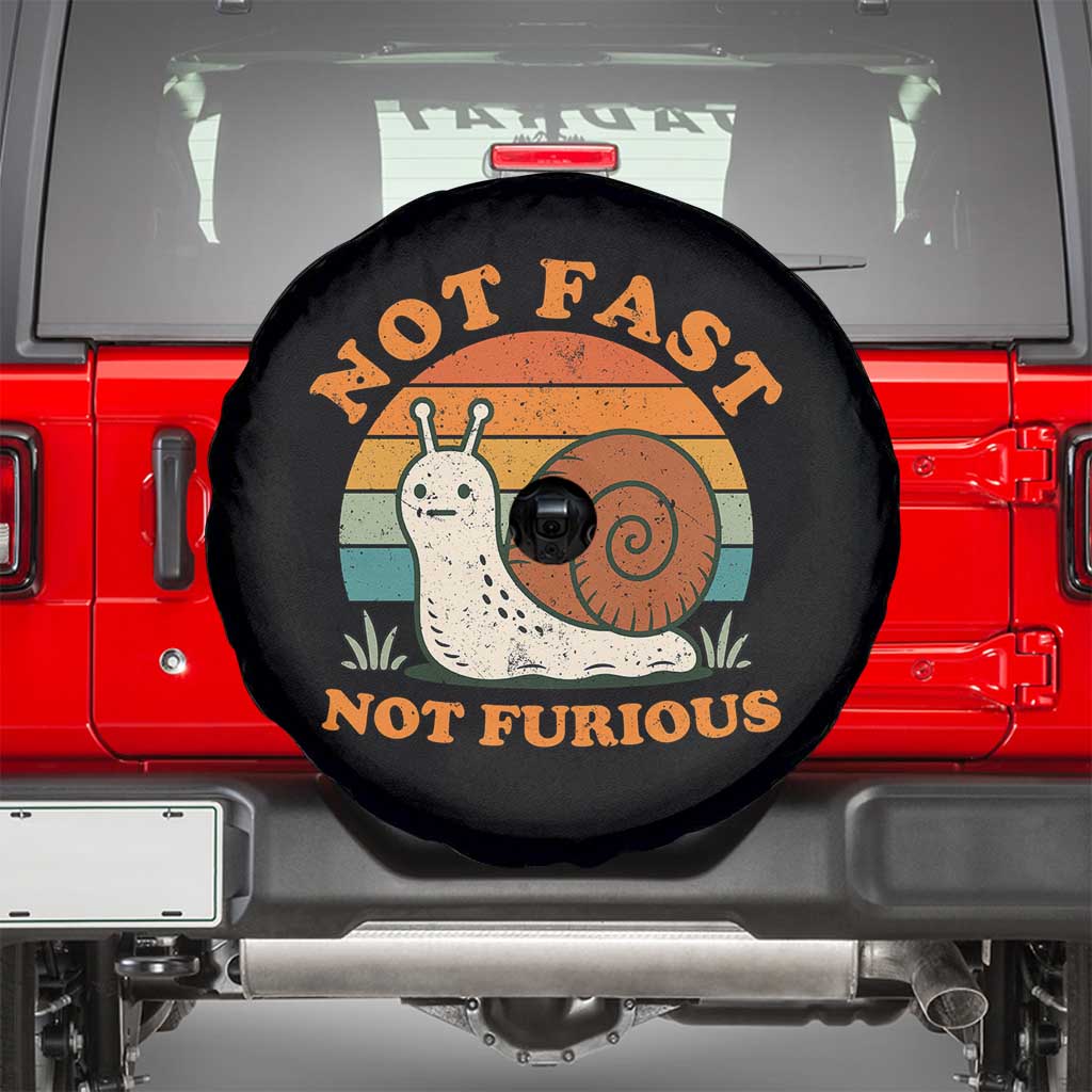 Funny Snail Introvert Slow Living Spare Tire Cover Not Fast Not Furious Retro Sunset