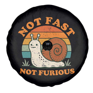 Funny Snail Introvert Slow Living Spare Tire Cover Not Fast Not Furious Retro Sunset