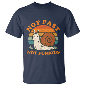 Funny Snail Introvert Slow Living T Shirt Not Fast Not Furious Retro Sunset