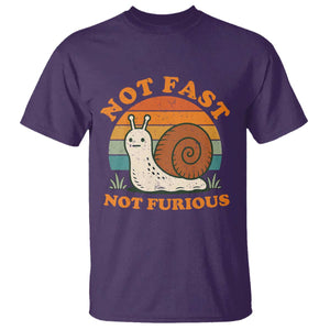 Funny Snail Introvert Slow Living T Shirt Not Fast Not Furious Retro Sunset