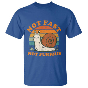 Funny Snail Introvert Slow Living T Shirt Not Fast Not Furious Retro Sunset