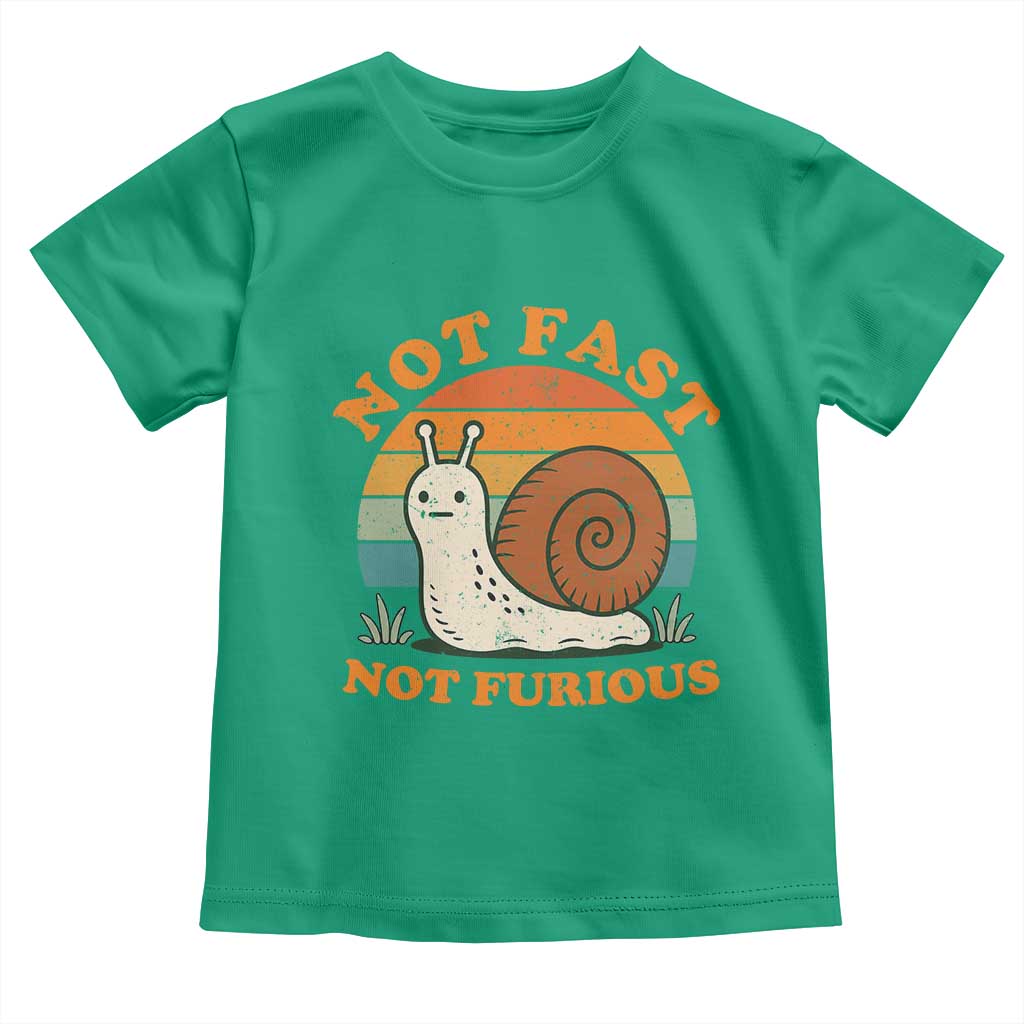 Funny Snail Introvert Slow Living Toddler T Shirt Not Fast Not Furious Retro Sunset