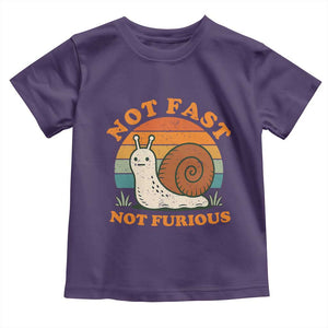 Funny Snail Introvert Slow Living Toddler T Shirt Not Fast Not Furious Retro Sunset