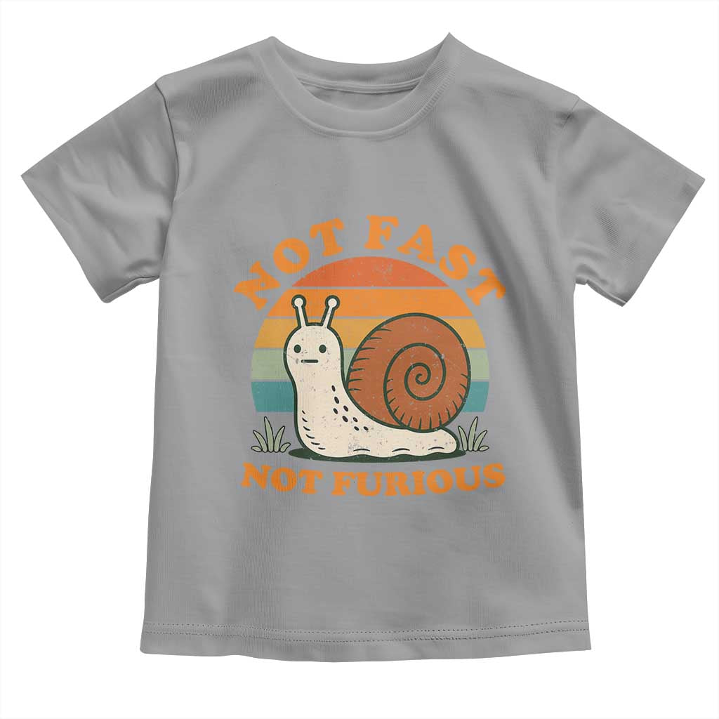 Funny Snail Introvert Slow Living Toddler T Shirt Not Fast Not Furious Retro Sunset