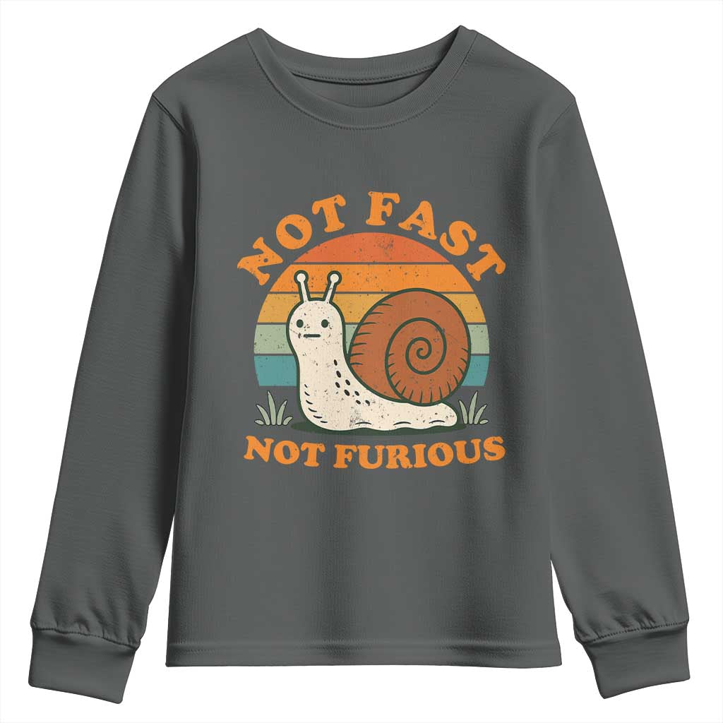 Funny Snail Introvert Slow Living Youth Sweatshirt Not Fast Not Furious Retro Sunset