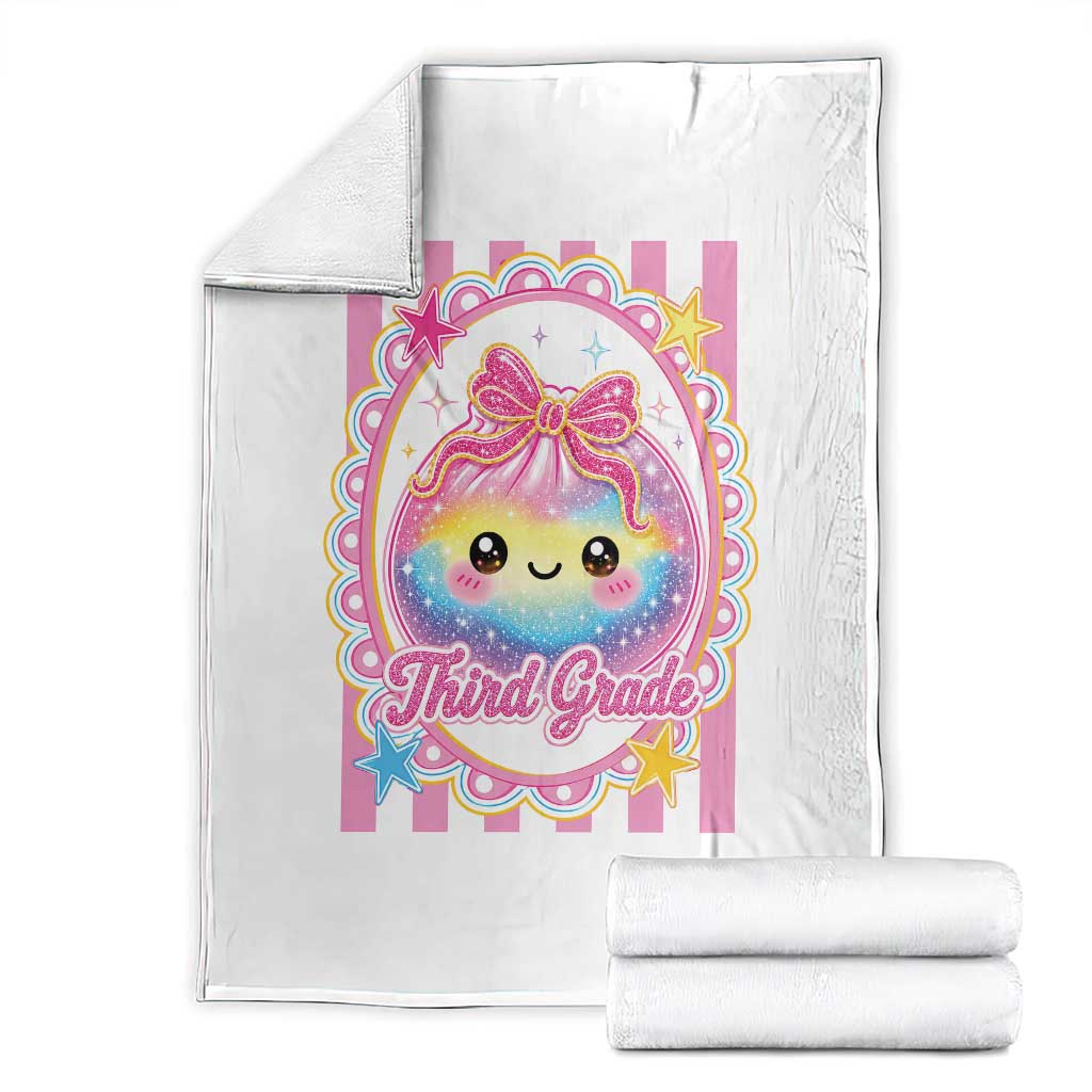 Kawaii Third Grade Glitter Dumpling Printed Graphic Throw Blanket Cute First Day Back To School for Students Teachers TS02 White Print Your Wear