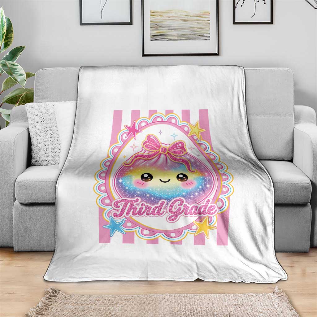 Kawaii Third Grade Glitter Dumpling Printed Graphic Throw Blanket Cute First Day Back To School for Students Teachers