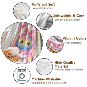 Kawaii Third Grade Glitter Dumpling Printed Graphic Throw Blanket Cute First Day Back To School for Students Teachers