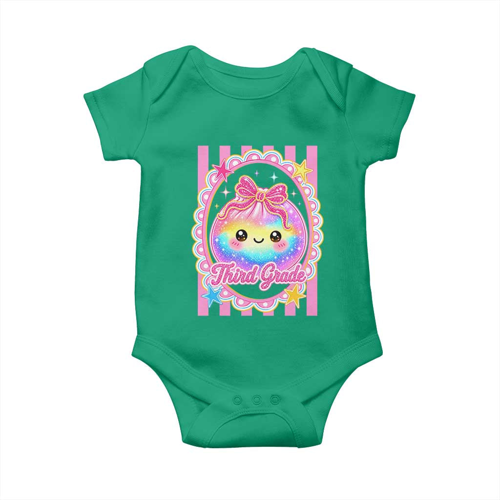 Kawaii Third Grade Glitter Dumpling Printed Graphic Baby Onesie Cute First Day Back To School for Students Teachers