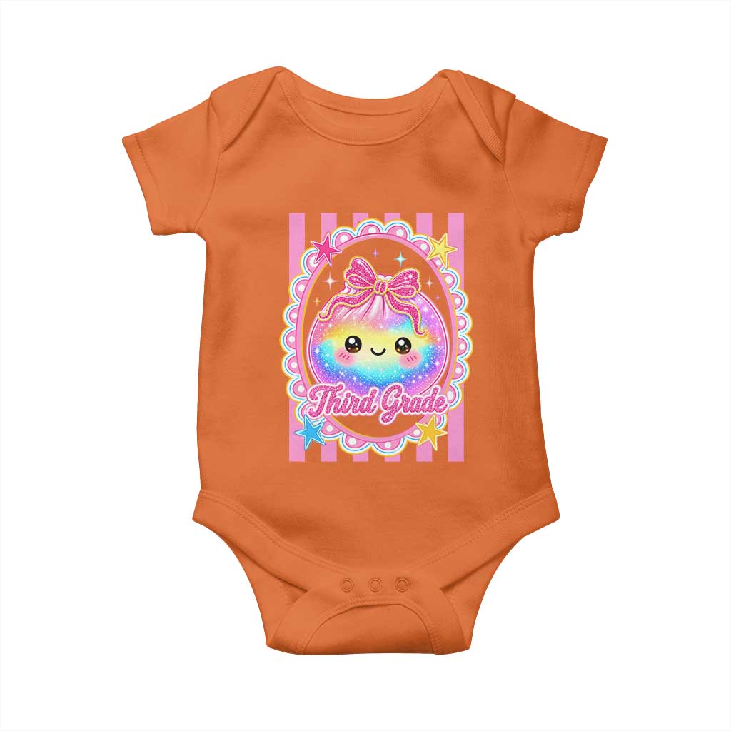 Kawaii Third Grade Glitter Dumpling Printed Graphic Baby Onesie Cute First Day Back To School for Students Teachers