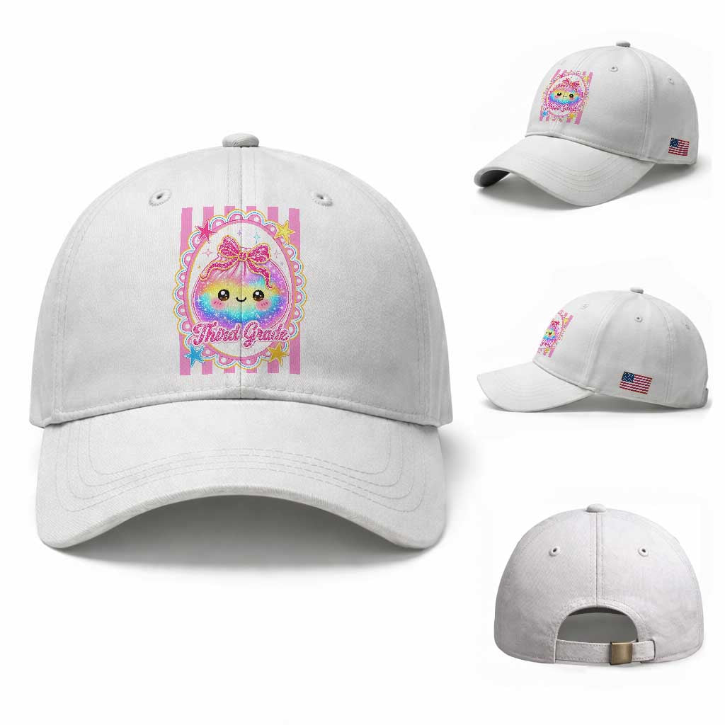 Kawaii Third Grade Glitter Dumpling Printed Graphic Baseball Cap Cute First Day Back To School for Students Teachers