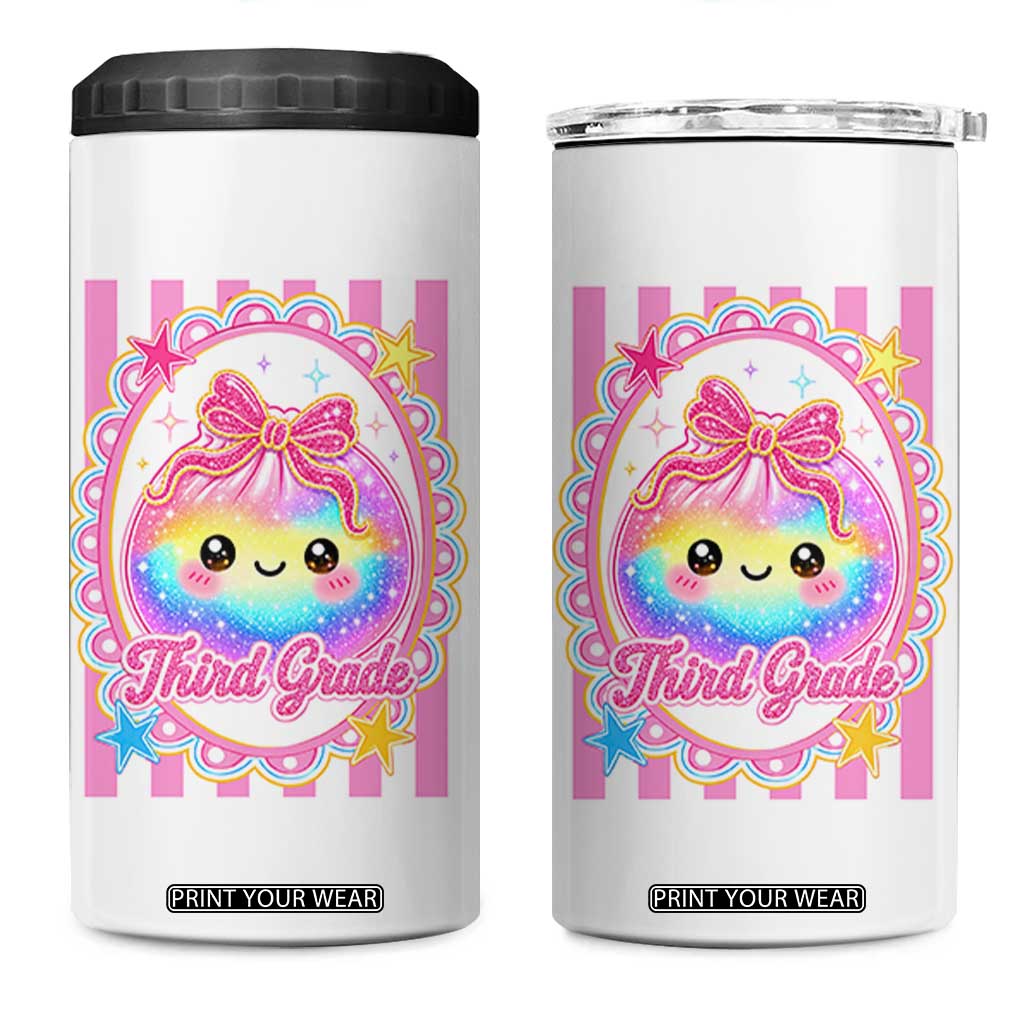 Kawaii Third Grade Glitter Dumpling Printed Graphic 4 in 1 Can Cooler Tumbler Cute First Day Back To School for Students Teachers