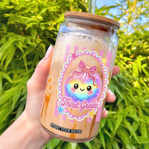 Kawaii Third Grade Glitter Dumpling Printed Graphic Glass Can Cute First Day Back To School for Students Teachers