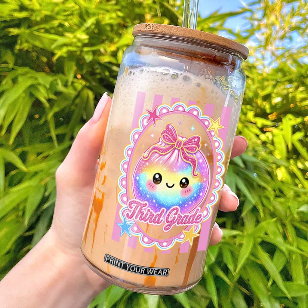 Kawaii Third Grade Glitter Dumpling Printed Graphic Glass Can Cute First Day Back To School for Students Teachers TS02 White Print Your Wear