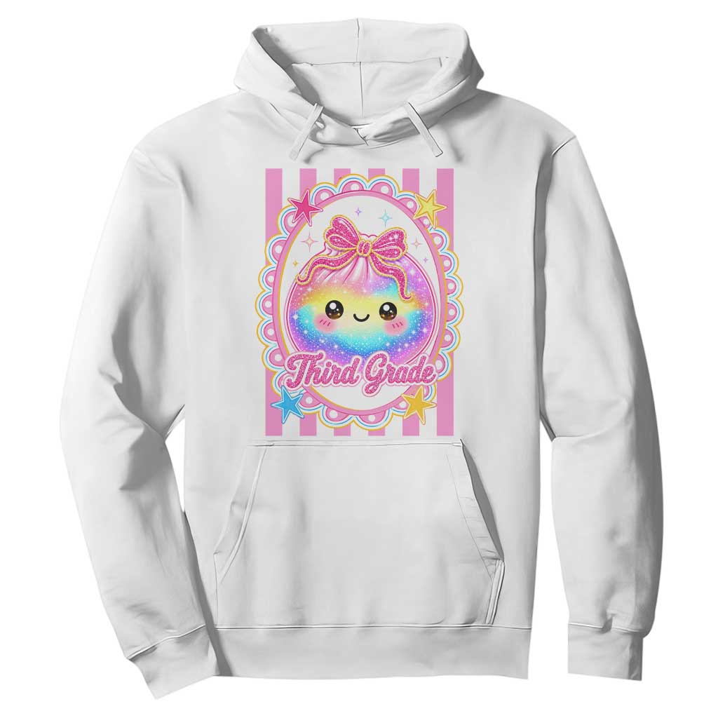 Kawaii Third Grade Glitter Dumpling Printed Graphic Hoodie Cute First Day Back To School for Students Teachers TS02 White Print Your Wear