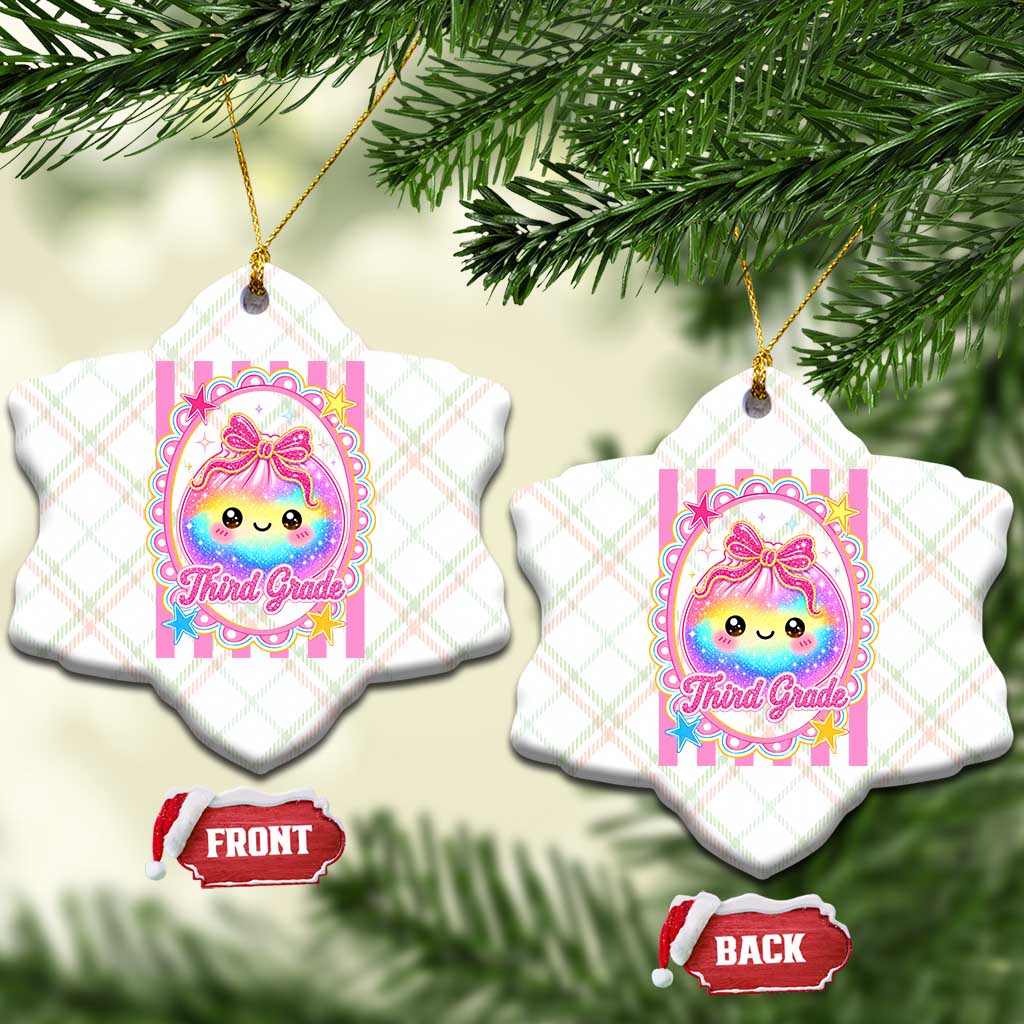 Kawaii Third Grade Glitter Dumpling Printed Graphic Ceramic Ornament Cute First Day Back To School for Students Teachers