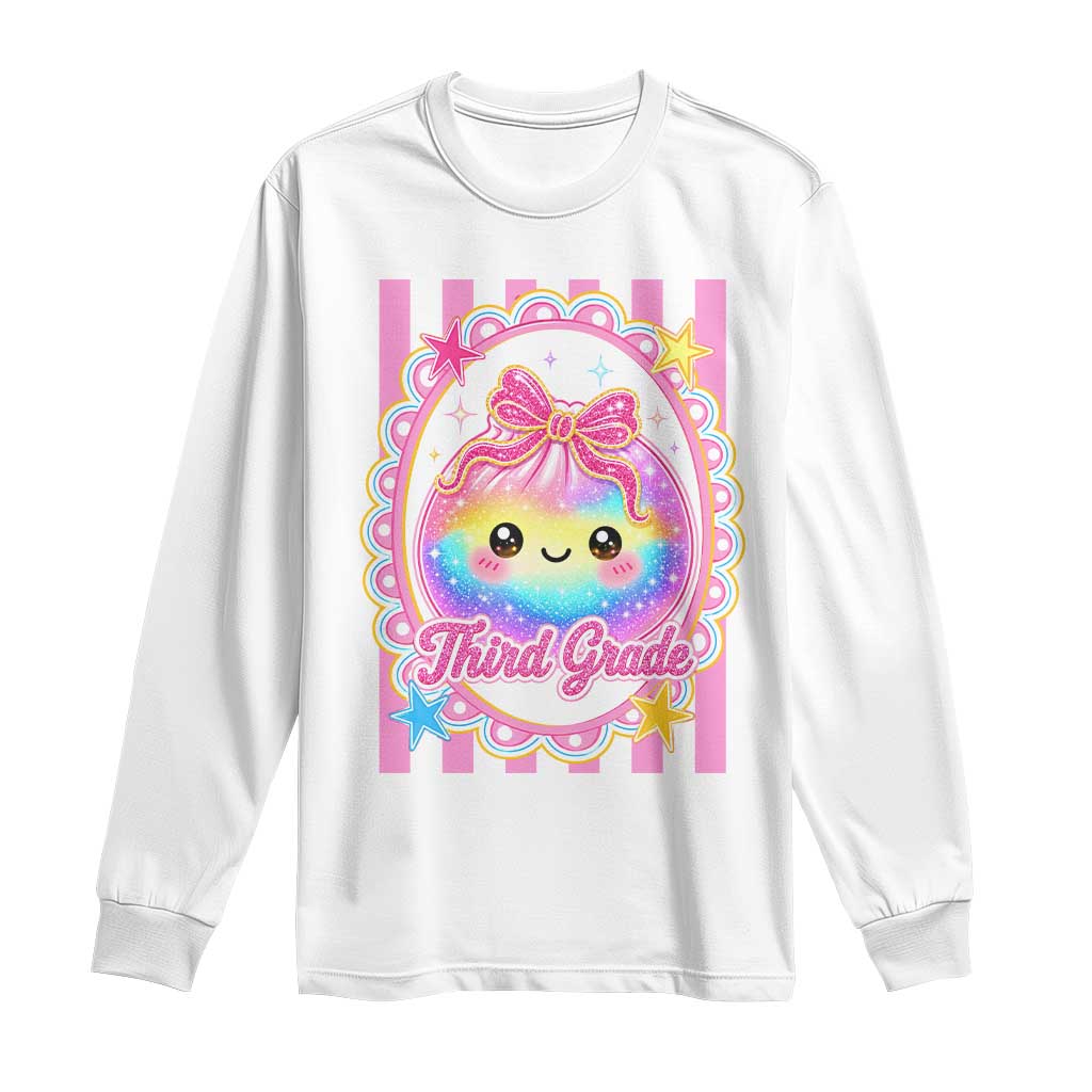 Kawaii Third Grade Glitter Dumpling Printed Graphic Long Sleeve Shirt Cute First Day Back To School for Students Teachers