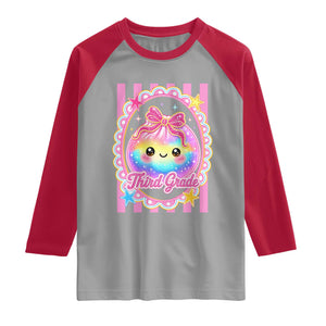 Kawaii Third Grade Glitter Dumpling Printed Graphic Raglan Shirt Cute First Day Back To School for Students Teachers
