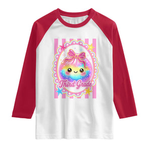 Kawaii Third Grade Glitter Dumpling Printed Graphic Raglan Shirt Cute First Day Back To School for Students Teachers