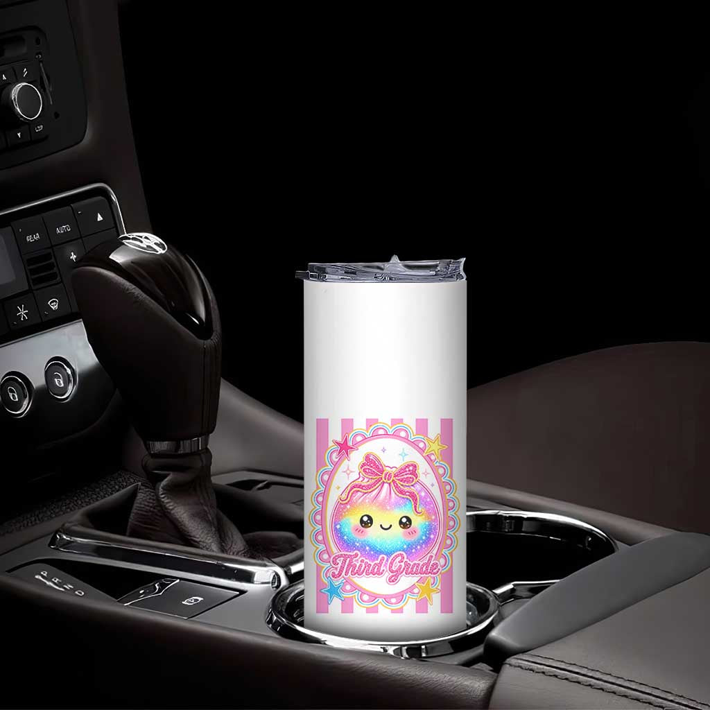 Kawaii Third Grade Glitter Dumpling Printed Graphic Skinny Tumbler Cute First Day Back To School for Students Teachers