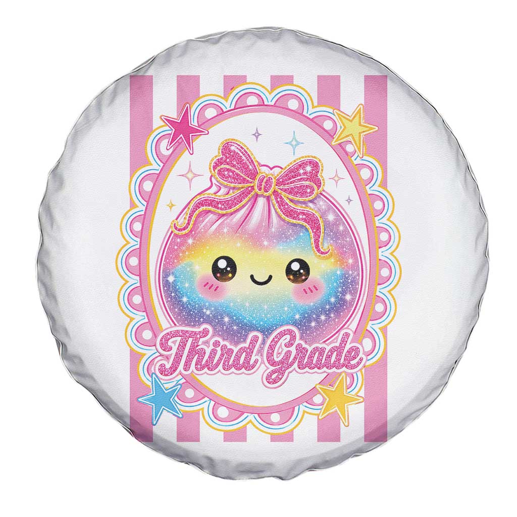 Kawaii Third Grade Glitter Dumpling Printed Graphic Spare Tire Cover Cute First Day Back To School for Students Teachers