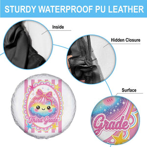 Kawaii Third Grade Glitter Dumpling Printed Graphic Spare Tire Cover Cute First Day Back To School for Students Teachers