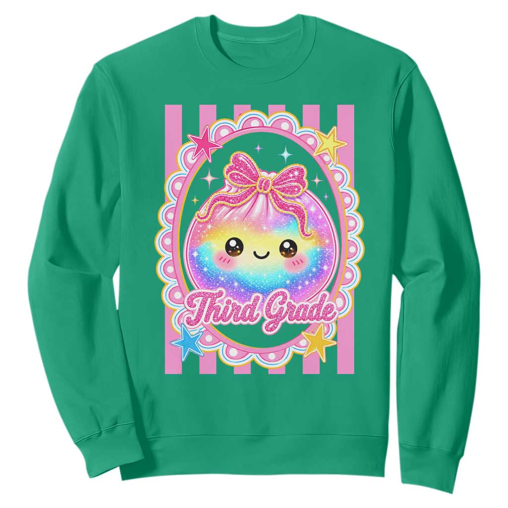 Kawaii Third Grade Glitter Dumpling Printed Graphic Sweatshirt Cute First Day Back To School for Students Teachers