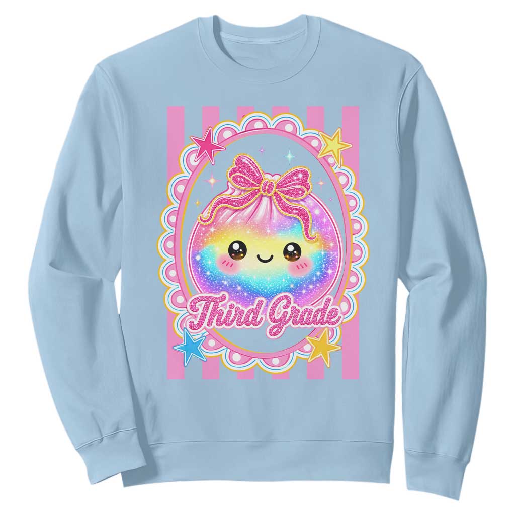 Kawaii Third Grade Glitter Dumpling Printed Graphic Sweatshirt Cute First Day Back To School for Students Teachers