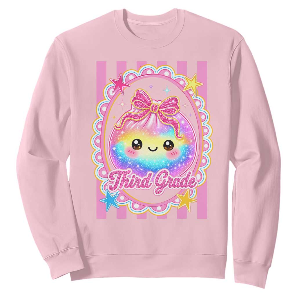 Kawaii Third Grade Glitter Dumpling Printed Graphic Sweatshirt Cute First Day Back To School for Students Teachers