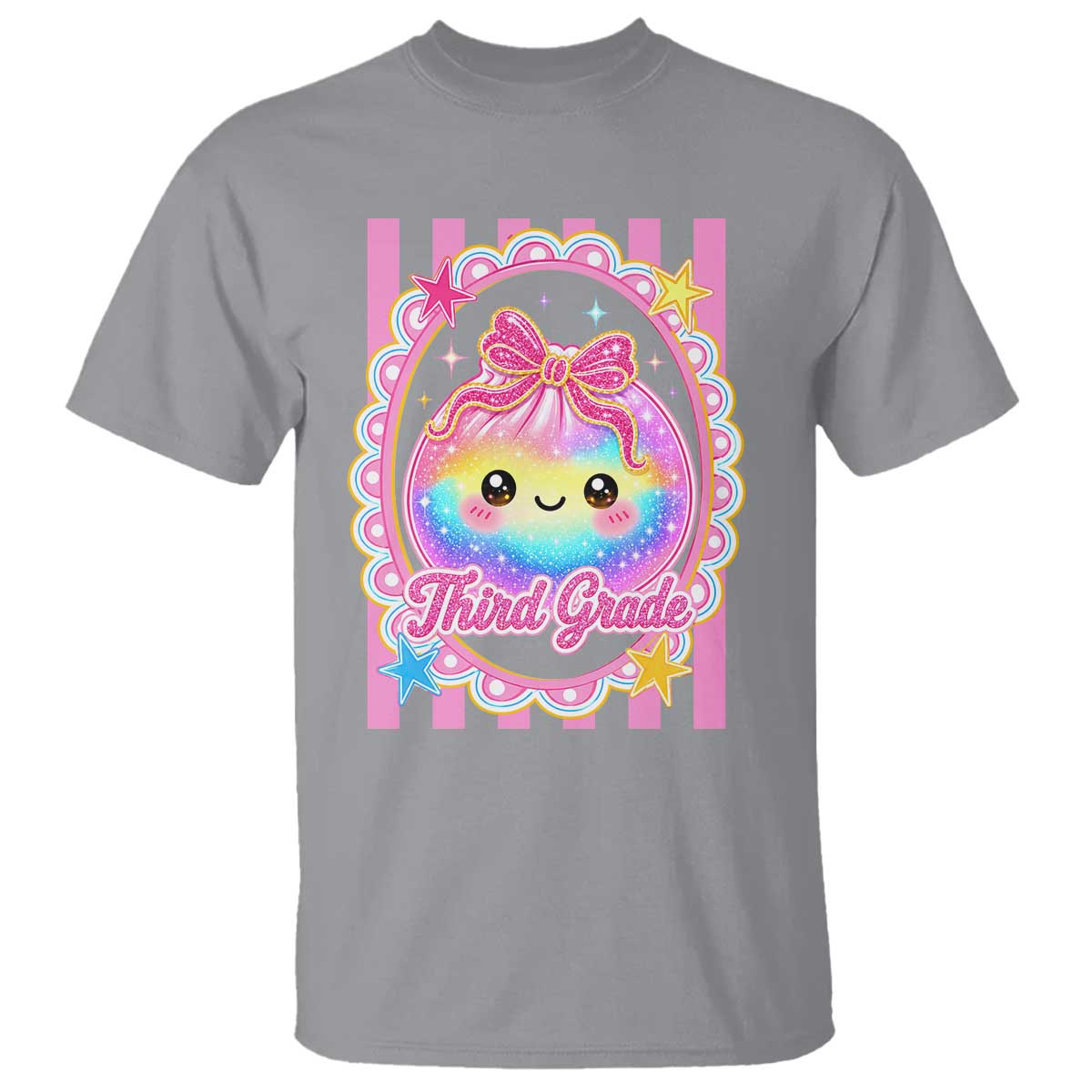 Kawaii Third Grade Glitter Dumpling Printed Graphic T Shirt Cute First Day Back To School for Students Teachers