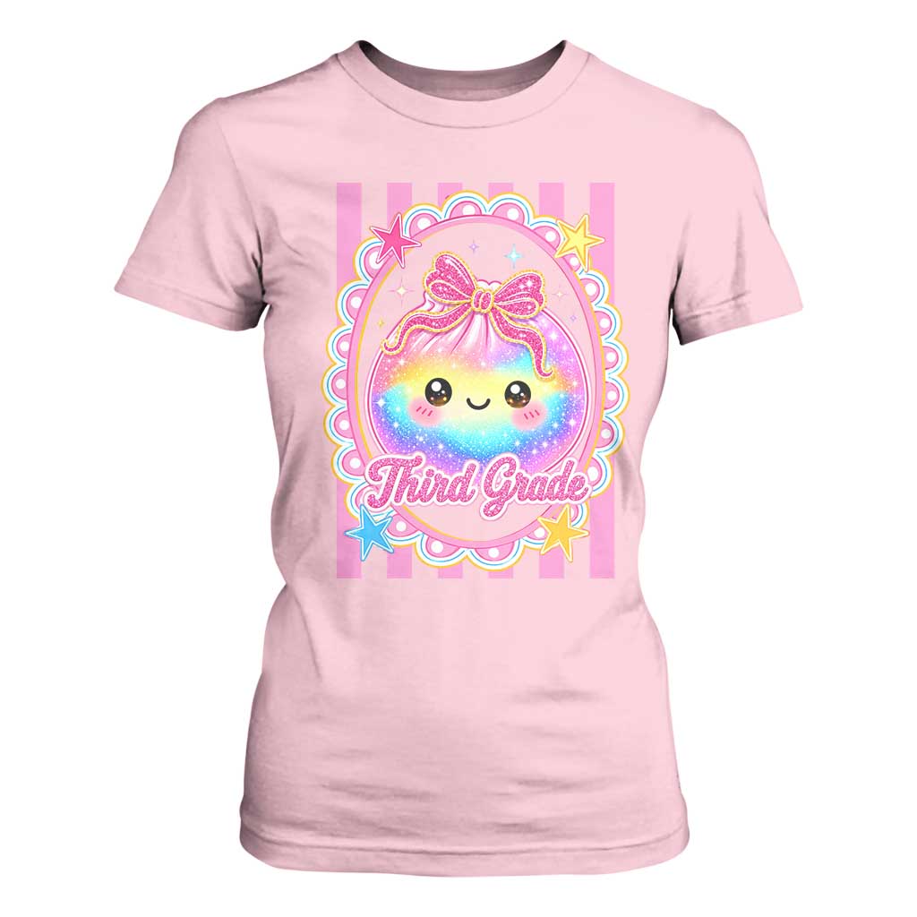Kawaii Third Grade Glitter Dumpling Printed Graphic T Shirt For Women Cute First Day Back To School for Students Teachers