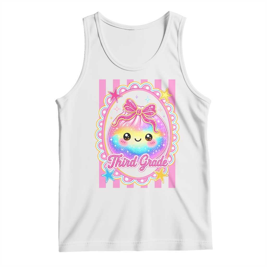 Kawaii Third Grade Glitter Dumpling Printed Graphic Tank Top Cute First Day Back To School for Students Teachers TS02 White Print Your Wear