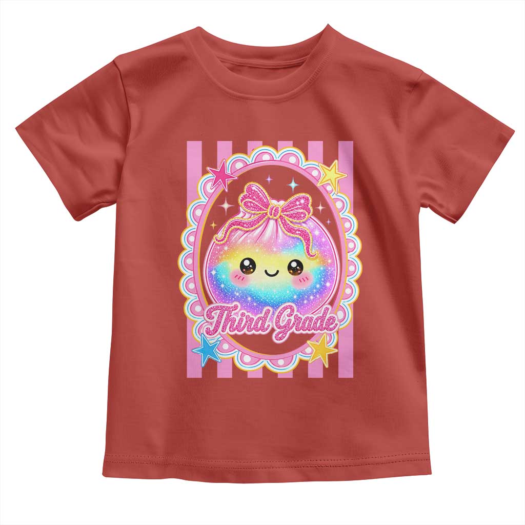 Kawaii Third Grade Glitter Dumpling Printed Graphic Toddler T Shirt Cute First Day Back To School for Students Teachers