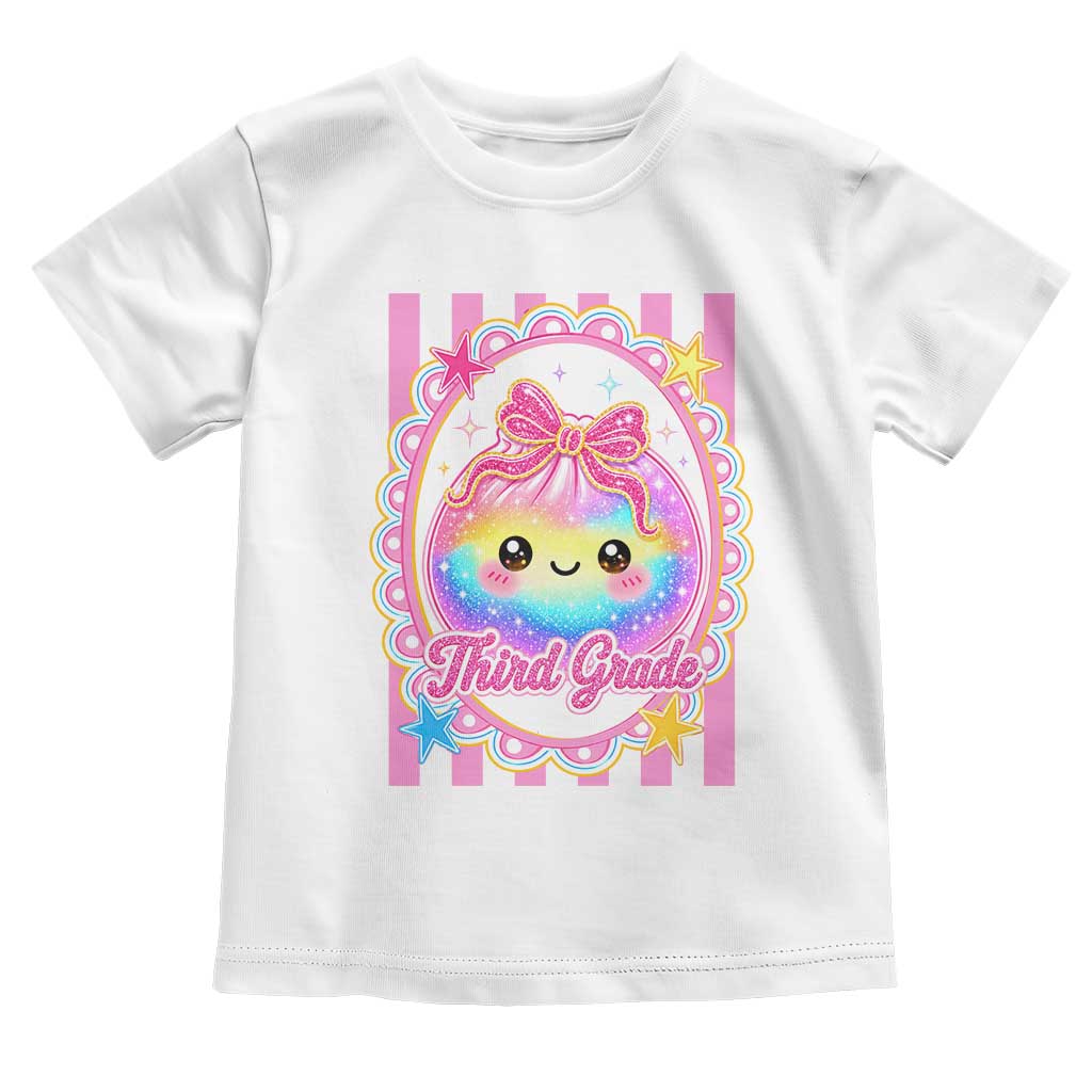 Kawaii Third Grade Glitter Dumpling Printed Graphic Toddler T Shirt Cute First Day Back To School for Students Teachers TS02 White Print Your Wear