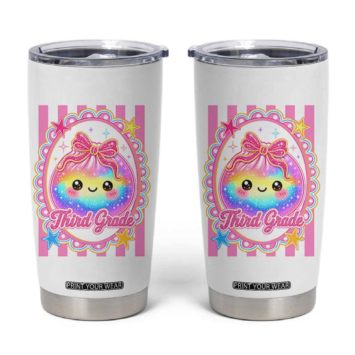 Kawaii Third Grade Glitter Dumpling Printed Graphic Tumbler Cup Cute First Day Back To School for Students Teachers