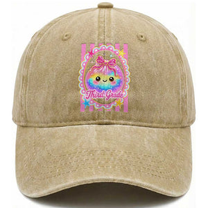 Kawaii Third Grade Glitter Dumpling Printed Graphic Washed Cotton Baseball Cap Cute First Day Back To School for Students Teachers