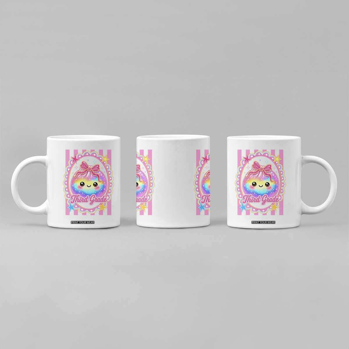 Kawaii Third Grade Glitter Dumpling Printed Graphic Coffee Mug Cute First Day Back To School for Students Teachers