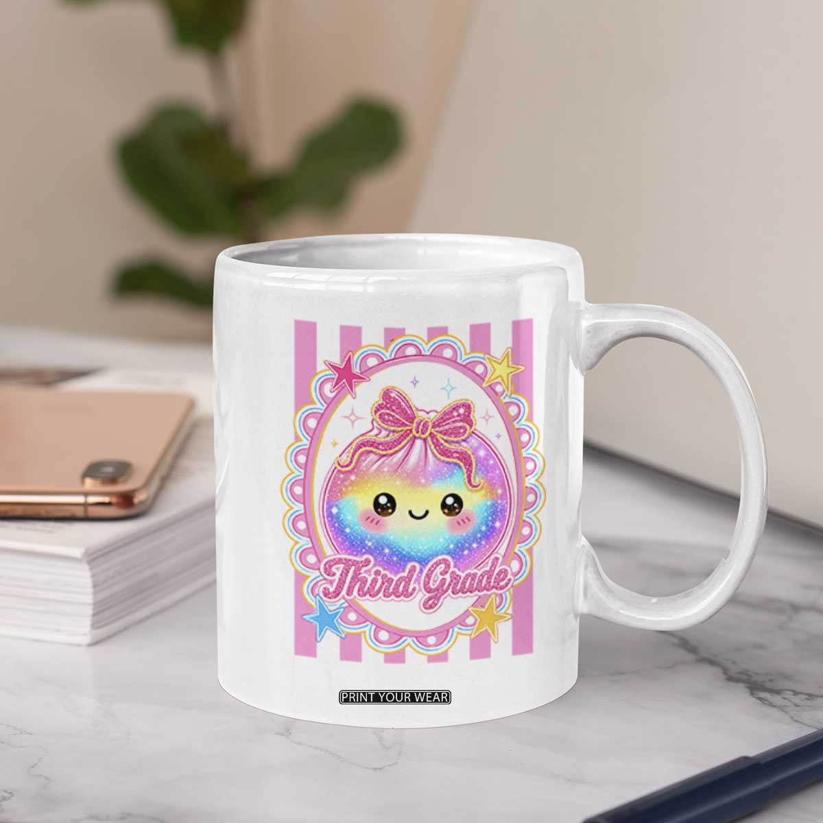 Kawaii Third Grade Glitter Dumpling Printed Graphic Coffee Mug Cute First Day Back To School for Students Teachers