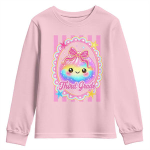 Kawaii Third Grade Glitter Dumpling Printed Graphic Youth Sweatshirt Cute First Day Back To School for Students Teachers