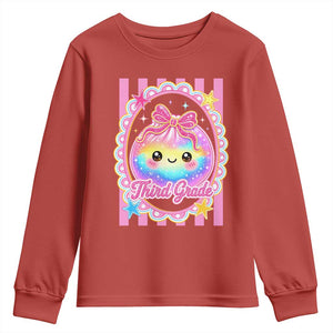 Kawaii Third Grade Glitter Dumpling Printed Graphic Youth Sweatshirt Cute First Day Back To School for Students Teachers