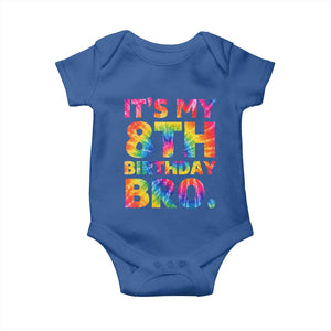 It is My 8th Birthday Bro Printed Tie Dye Graphic Baby Onesie 8 Years Old Bday Party Retro Hippie Rainbow