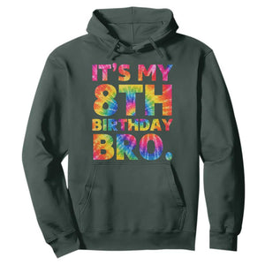 It is My 8th Birthday Bro Printed Tie Dye Graphic Hoodie 8 Years Old Bday Party Retro Hippie Rainbow