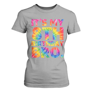It is My 8th Birthday Bro Printed Tie Dye Graphic T Shirt For Women 8 Years Old Bday Party Retro Hippie Rainbow